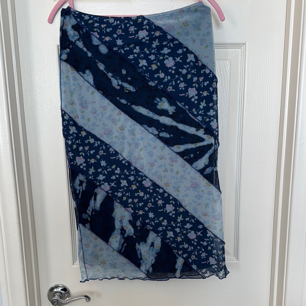 Floral Navy Midi Skirt